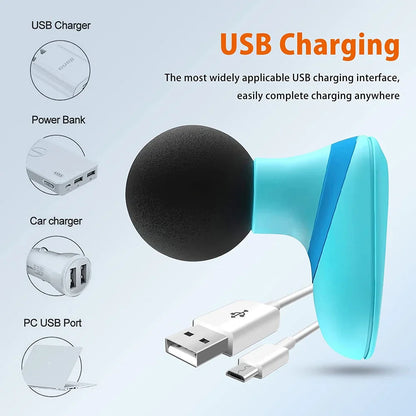 Mini Electric Handheld Massager 6-Speed Deep Tissue Therapy Blue