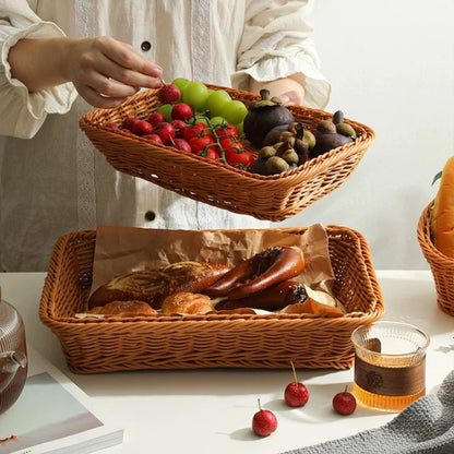 Faux Rattan Kitchen Storage and Fruit Basket