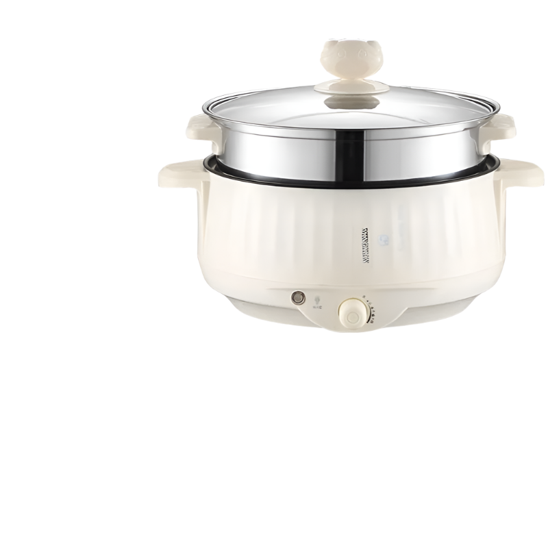 Electric Cooker Double Layer 24cm Non Stick Hot Pot & Rice Cooker White