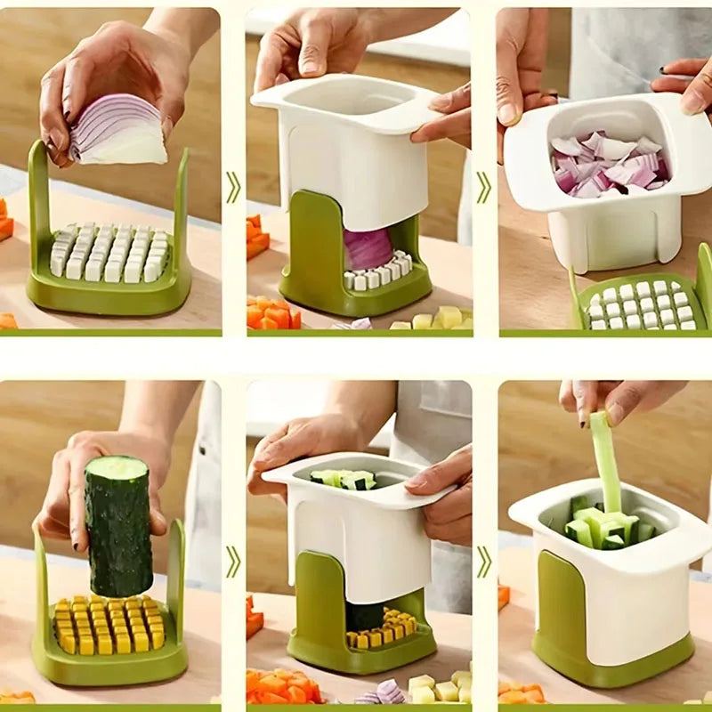 Multifunctional Vegetable Chopper – Onion Dicer & French Fries Slicer Kitchen Tool (White)