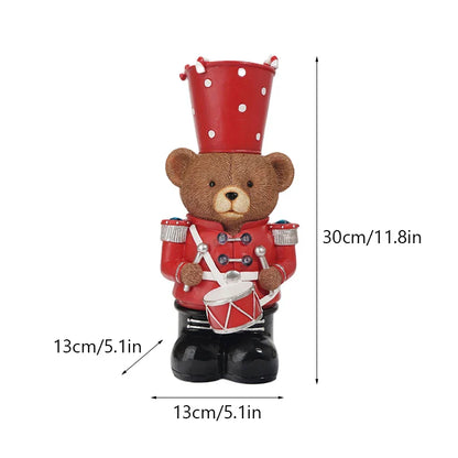 Resin Brown Bear Guard Drummer Festival Decoration - 30cm