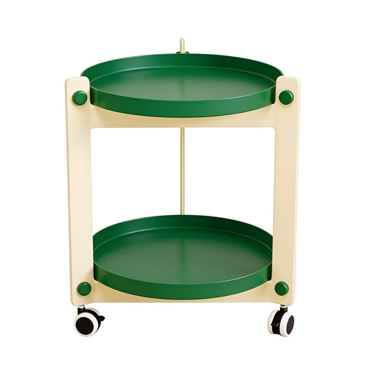 Double-Layer Rolling Coffee Table - White and Green