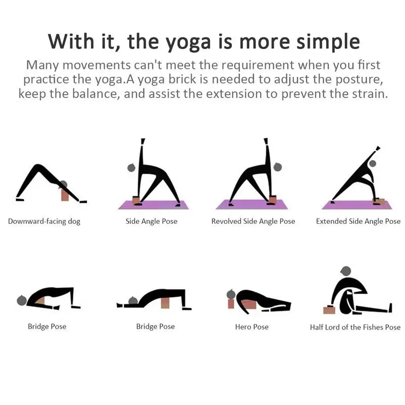 Natural Bamboo Yoga Block Non-Slip Fitness (Brown)