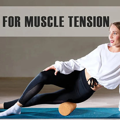 Natural Cork Yoga Roller Pilates Block (Beige)