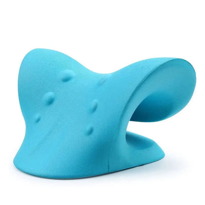 Neck & Shoulder Stretcher Chiropractic Cervical Traction Pillow Blue