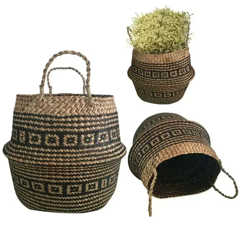 Foldable Handmade Rattan Woven Storage Basket