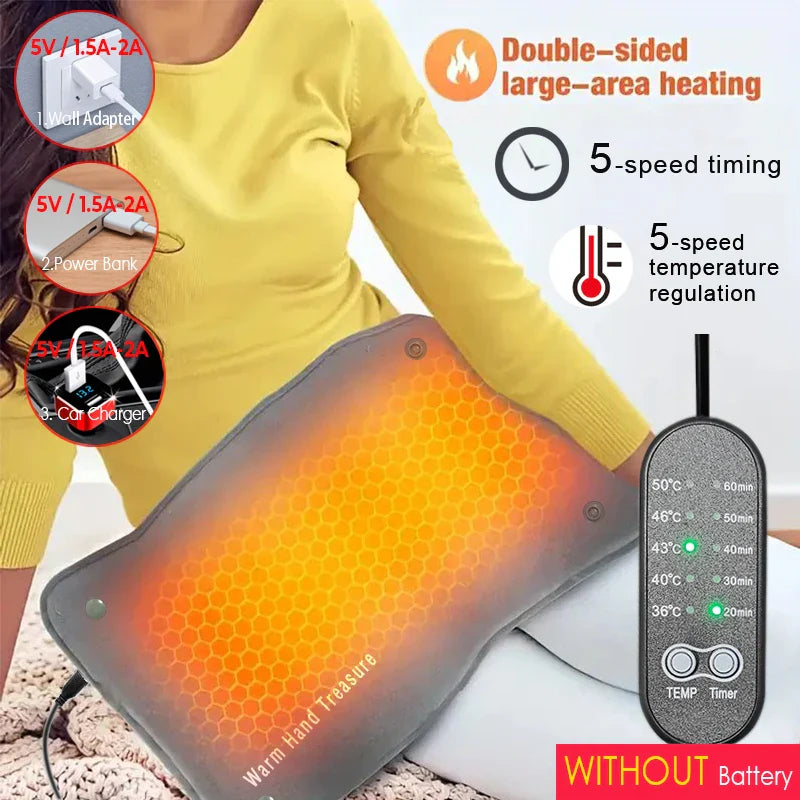 Graphene Quick Heating Warming Pad Hand Warmer  Grey