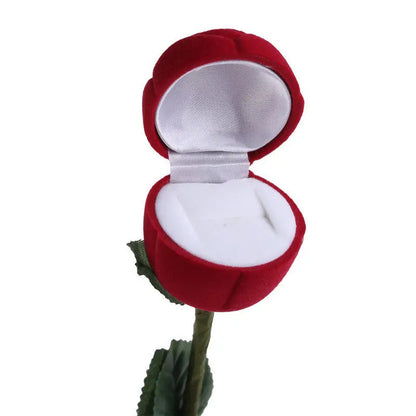 3D Red Rose Jewelry Box Wedding Ring Gift Case