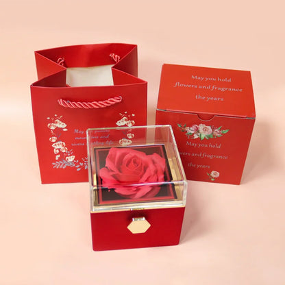 Rose Jewelry Gift Box Acrylic Ring Necklace Display