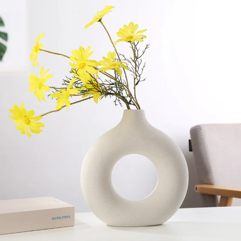 Round Ceramic Vase for Home Decor