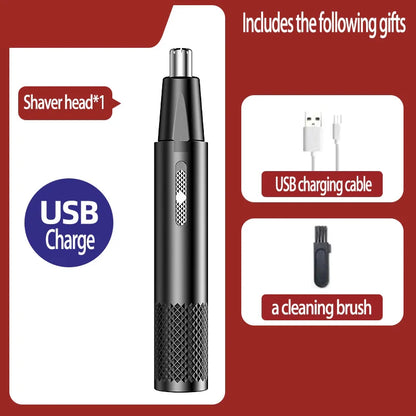 USB Rechargeable Mini Nose Hair Trimmer Portable & Precise Black