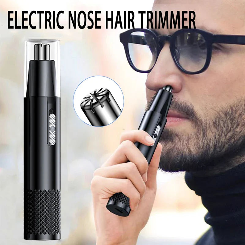USB Rechargeable Mini Nose Hair Trimmer Portable & Precise Black