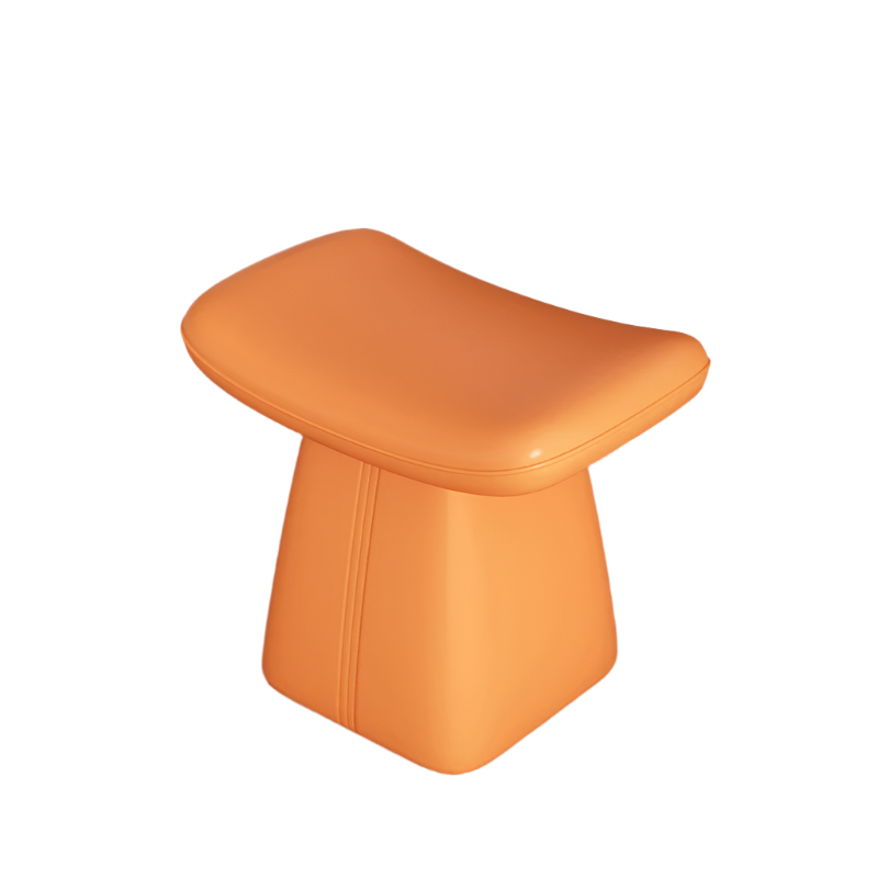 Vibrant Orange Leather Changing Stool