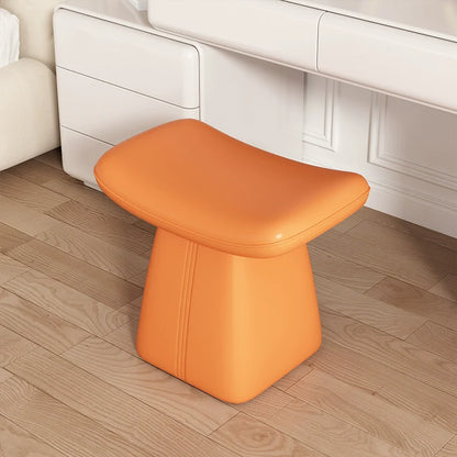 Vibrant Orange Leather Changing Stool