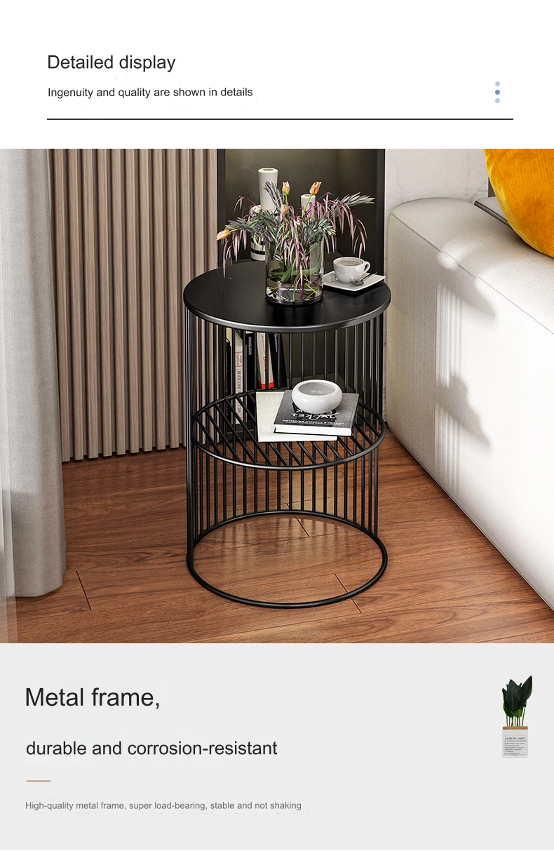 Nordic Iron Light Luxury Side Table - Black