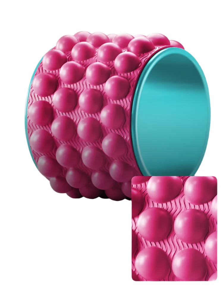 Yoga Wheel and Shoulder Roller – Deep Massage Pilates Circle, Rose Red