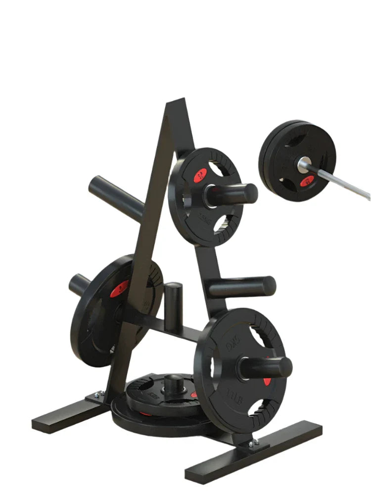 Heavy-Duty Household Barbell Plate Rack - Black Olympic Weight Storage