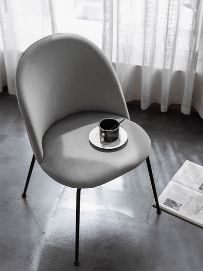 Light Luxury Velvet Dining Chair Modern Leisure Chair with Backrest Grey