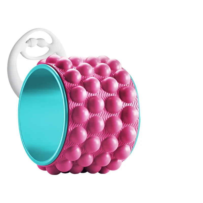 Yoga Wheel and Shoulder Roller – Deep Massage Pilates Circle, Rose Red