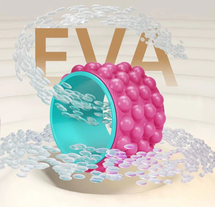 Yoga Wheel and Shoulder Roller – Deep Massage Pilates Circle, Rose Red