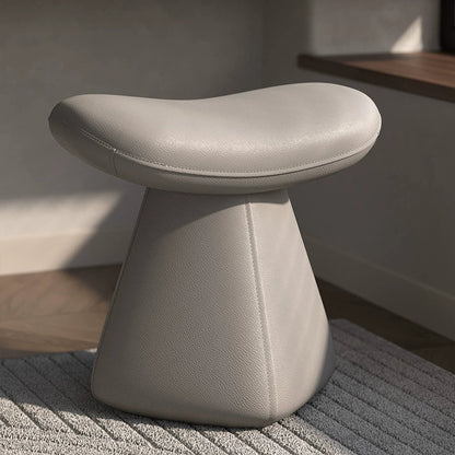 Light Gray Makeup Stool with Solid Wood Frame