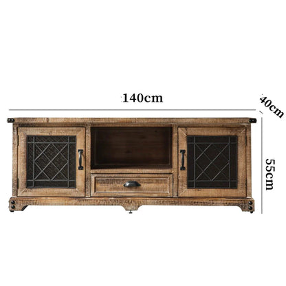 Retro Solid Wood TV Cabinet with Storage