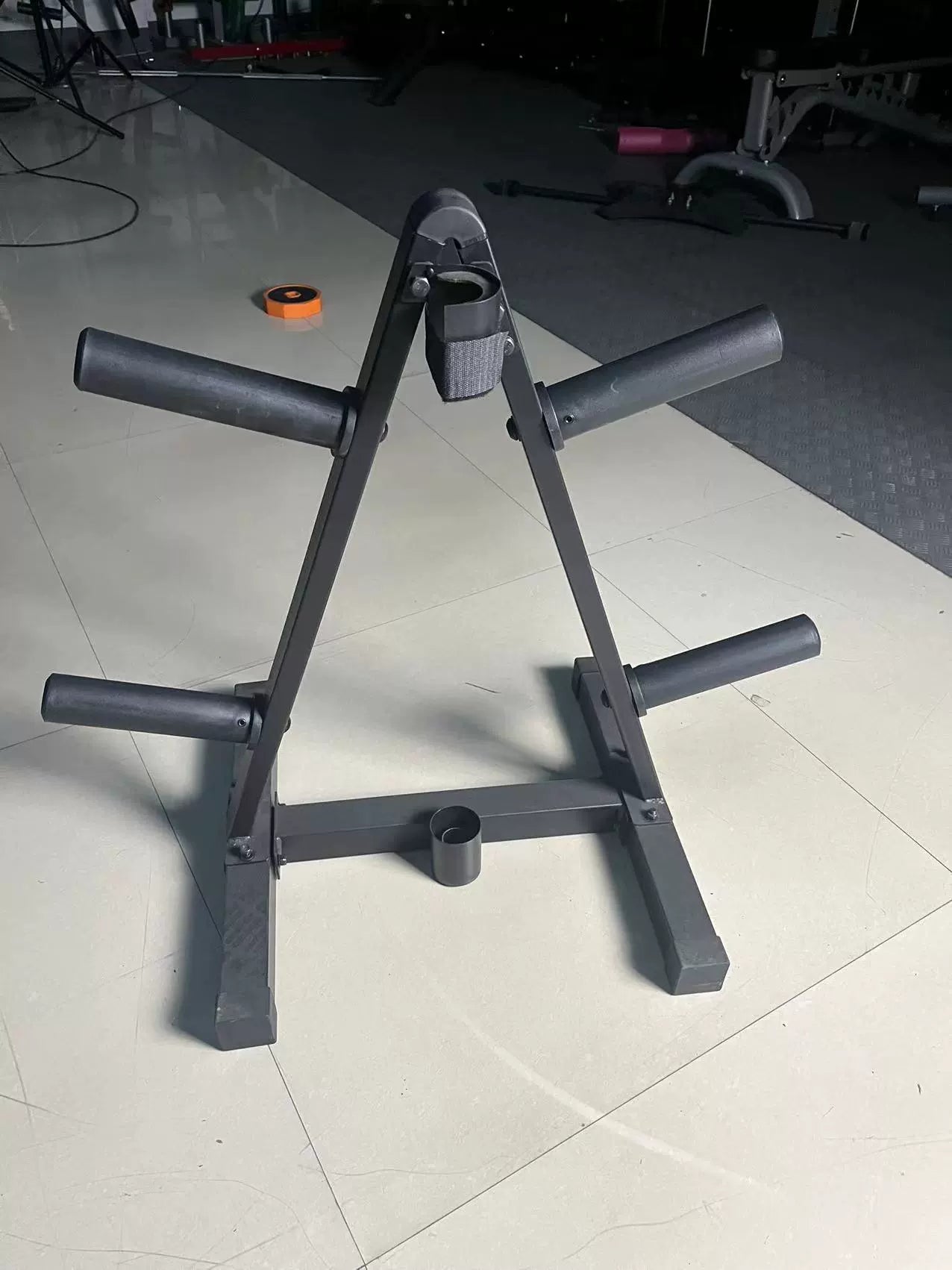 Heavy-Duty Household Barbell Plate Rack - Black Olympic Weight Storage