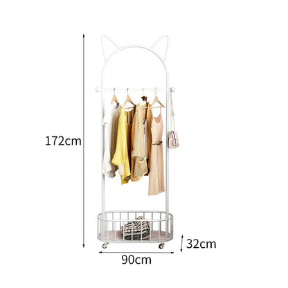 White Cat Ears Nordic Clothes Hanger with Basket