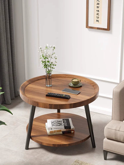 Nordic Walnut Double-Layer Coffee Table