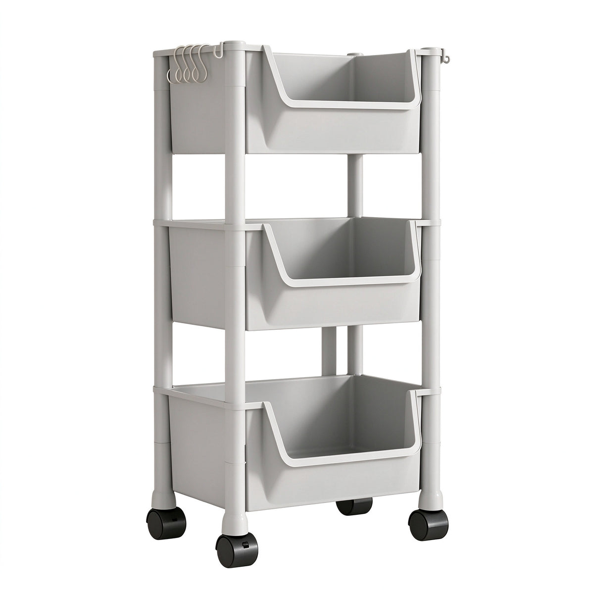 Portable Trolley Bookshelf with Wheels for Storage