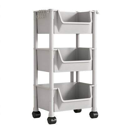 Portable Trolley Bookshelf with Wheels for Storage