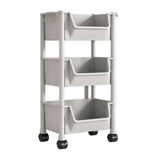 Portable Trolley Bookshelf with Wheels for Storage