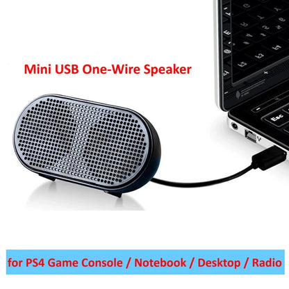 Portable USB Mini Speaker Stereo for PC & PS4 (Black)
