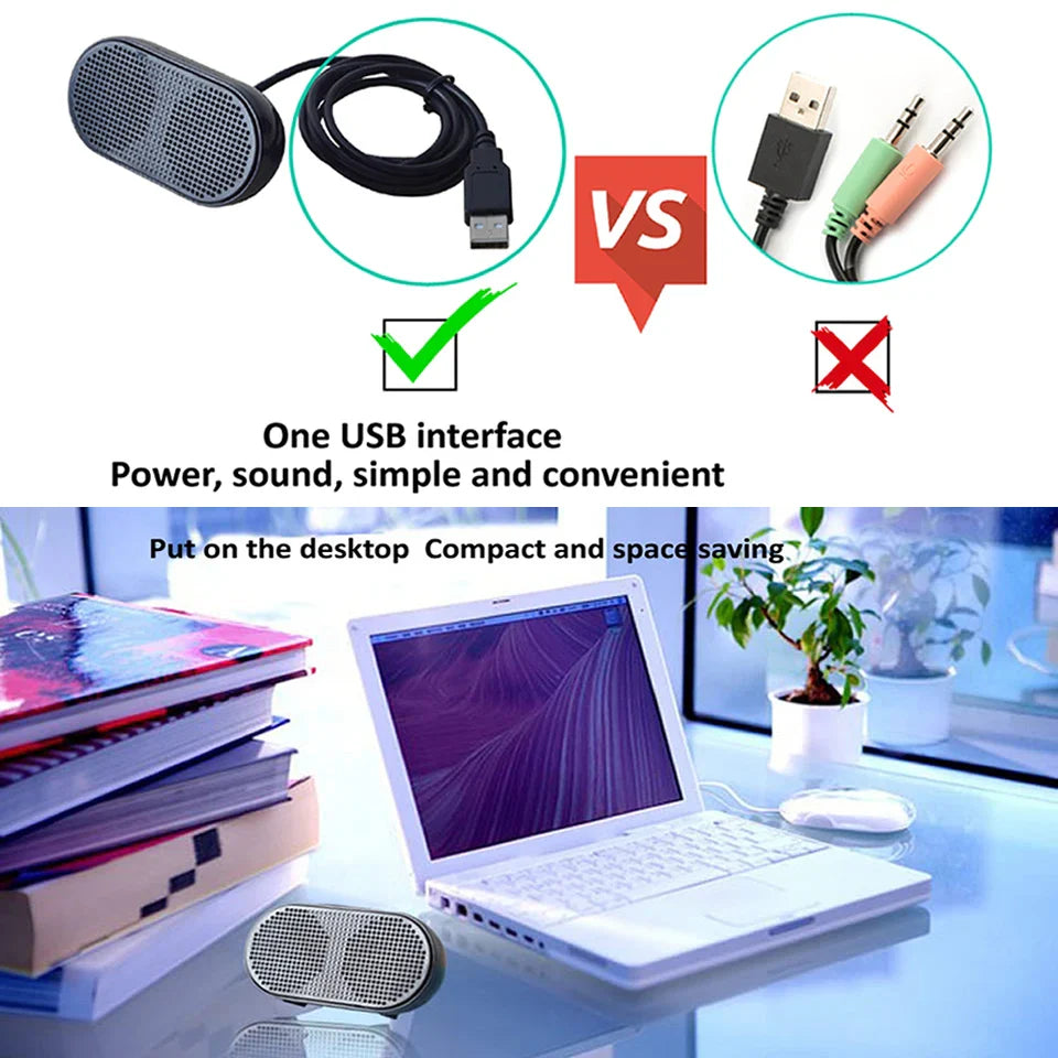 Portable USB Mini Speaker Stereo for PC & PS4 (Black)