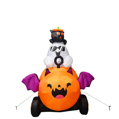 Halloween Inflatable Ghost with Pumpkin Cart - 6FT