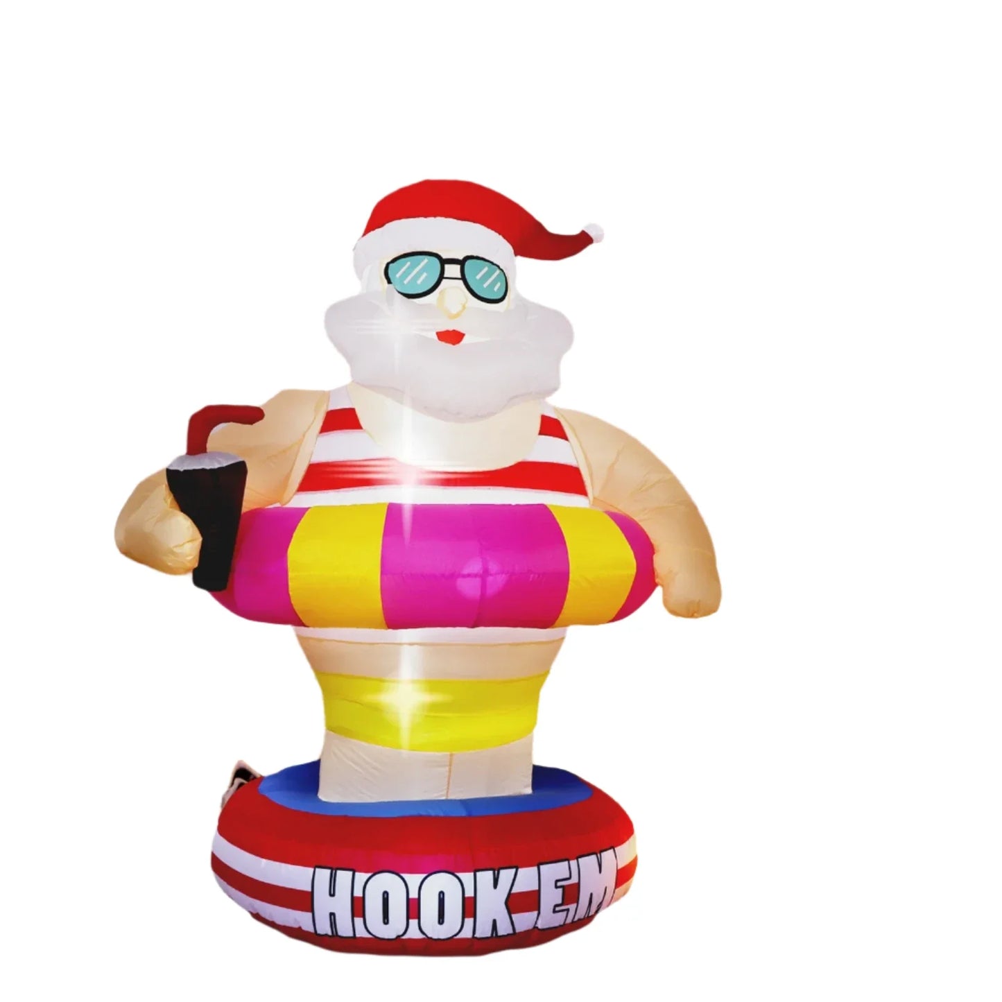 Christmas Hawaii Santa Inflatable Yard Decor LED