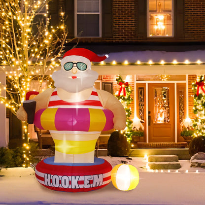 Christmas Hawaii Santa Inflatable Yard Decor LED