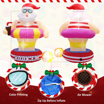 Christmas Hawaii Santa Inflatable Yard Decor LED