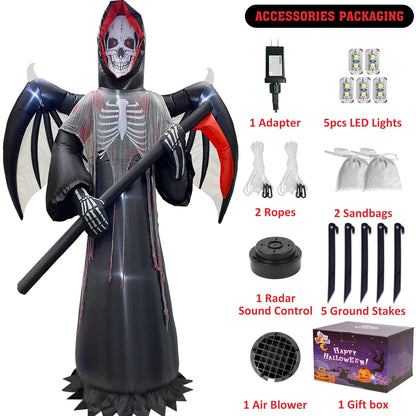 Halloween Inflatable Grim Reaper with Radar Sound Control