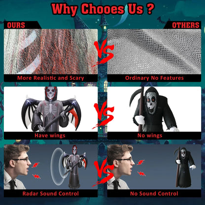 Halloween Inflatable Grim Reaper with Radar Sound Control