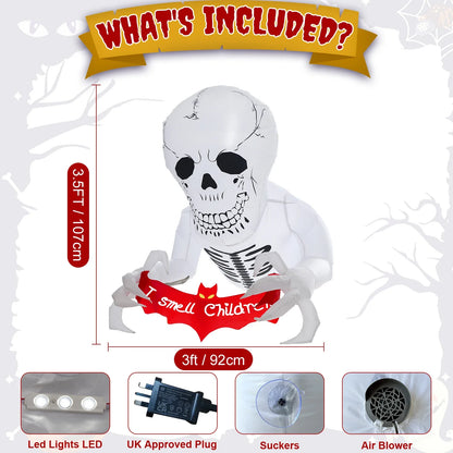 Halloween Inflatable Skull with LED Flying Skeleton