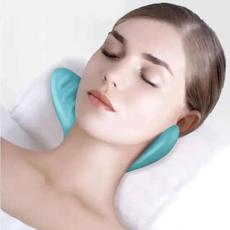 PC Pillow Cervical Traction Device Neck & Shoulder Relaxer Blue