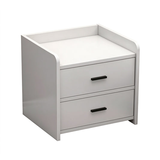 Compact Space-Saving Bedside Table - White