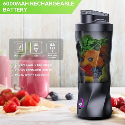 700ML Portable Electric Juice Cup High Powered USB Blender Black