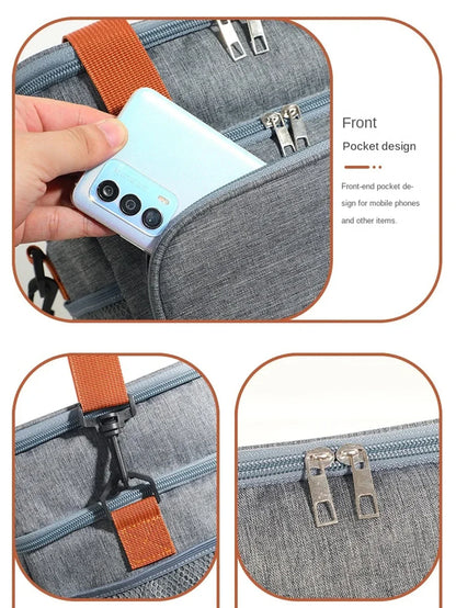 Portable Double Layer Lunch Bag (Grey)
