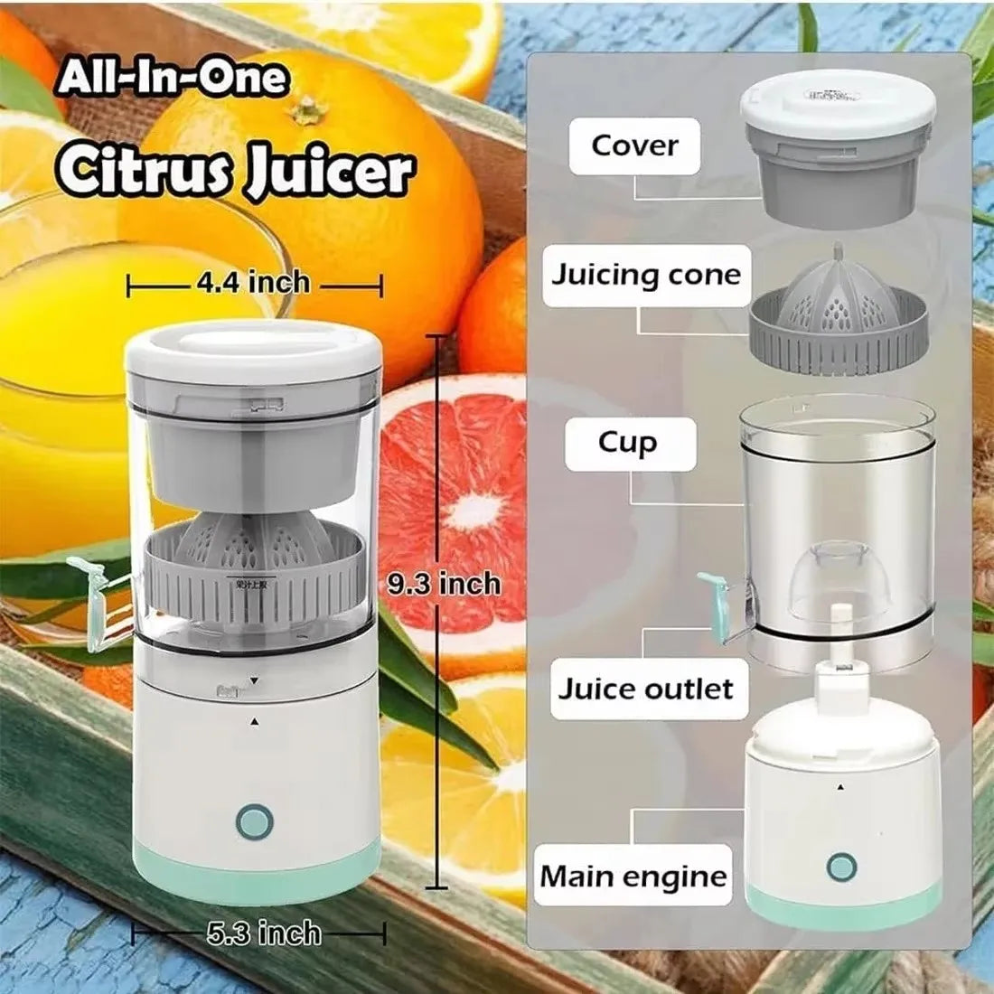 Portable Electric Fruit Juicer USB Rechargeable White