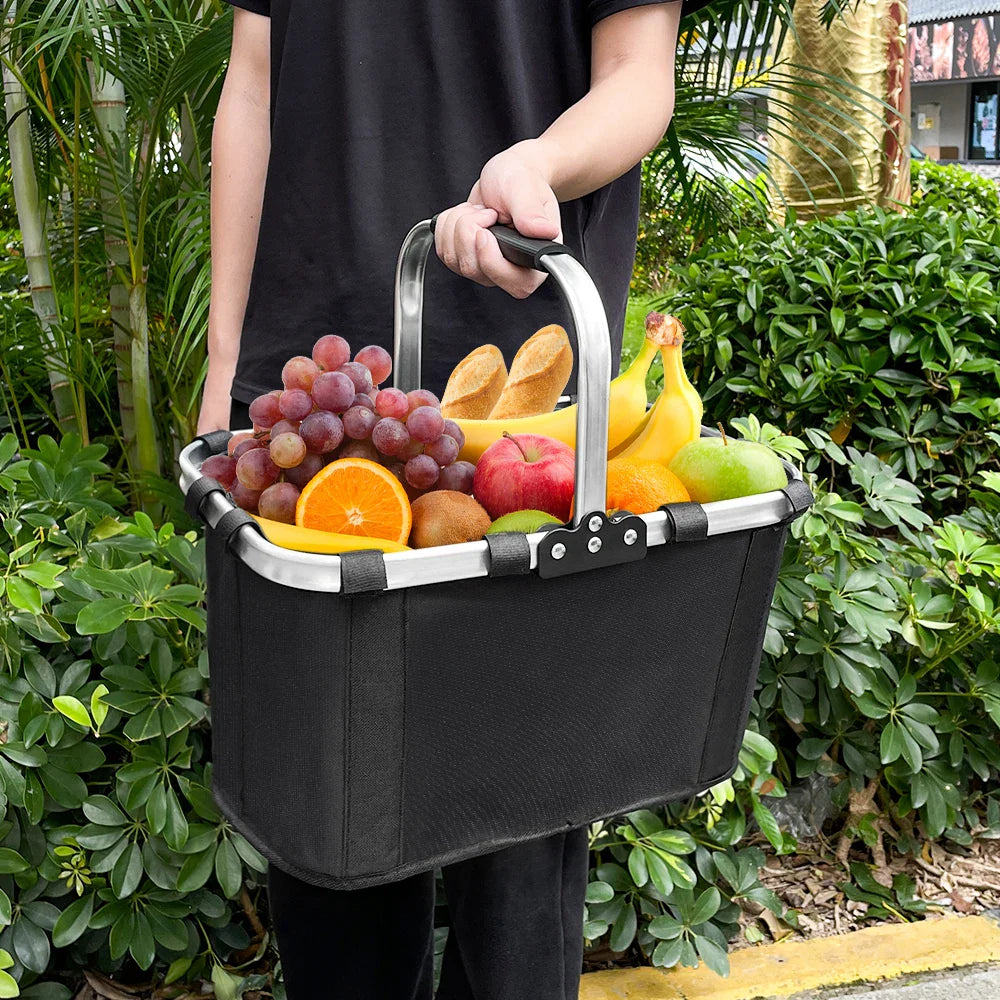 Foldable Grocery Basket with Handle for Shopping & Picnic