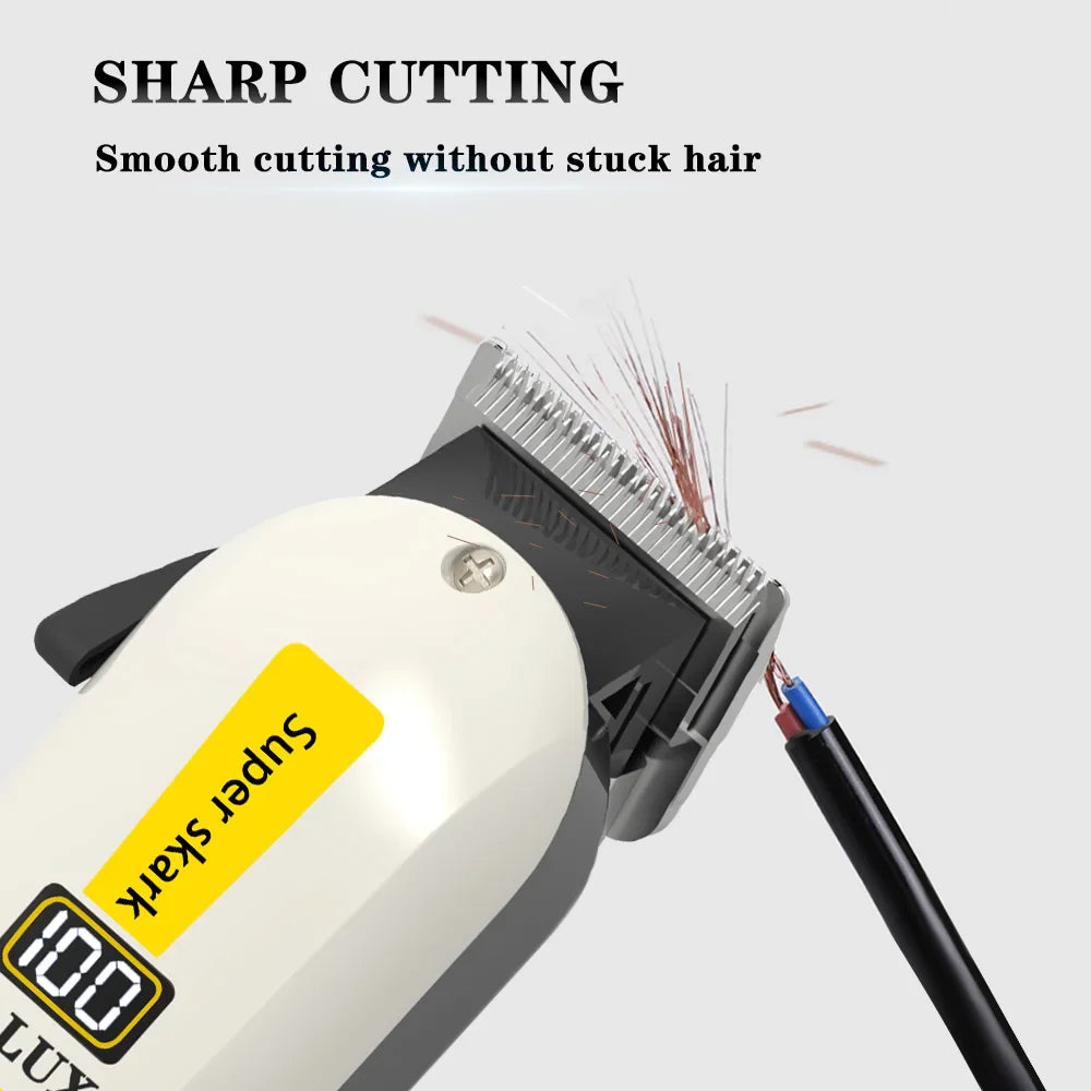 Professional USB Rechargeable Hair Clipper LCD Display Yellow