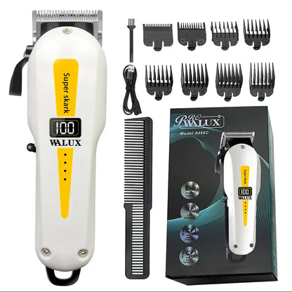 Professional USB Rechargeable Hair Clipper LCD Display Yellow