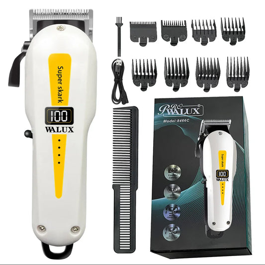 Professional USB Rechargeable Hair Clipper LCD Display Yellow